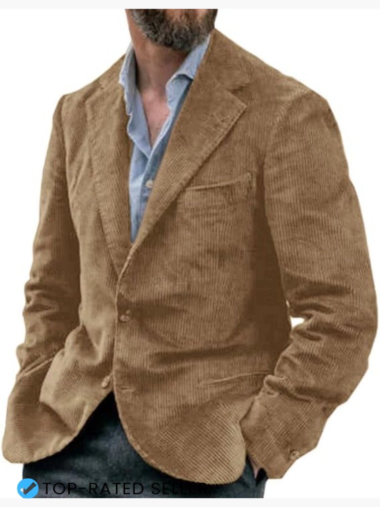 Corduroy Sport Coat Slim Fit Blazer Classic Business Casual Tweed Jacket